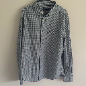 Nautica Blue and White Gingham Button-Down Shirt